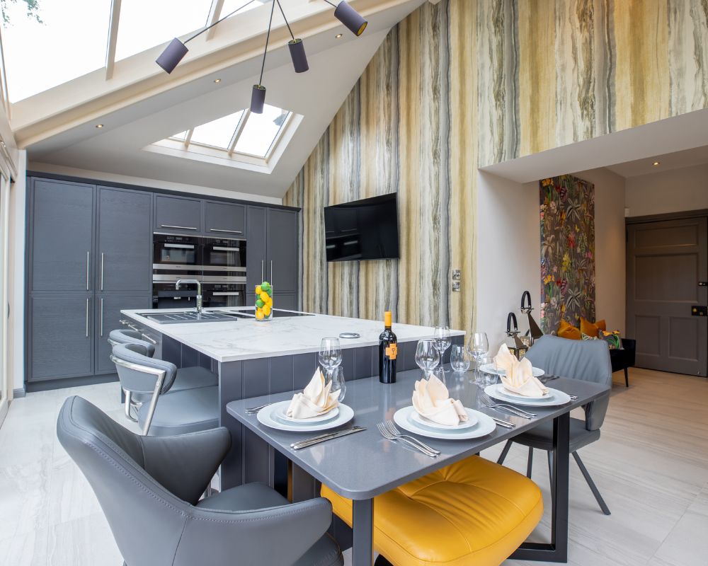 A modern kitchen area of a full home renovation.