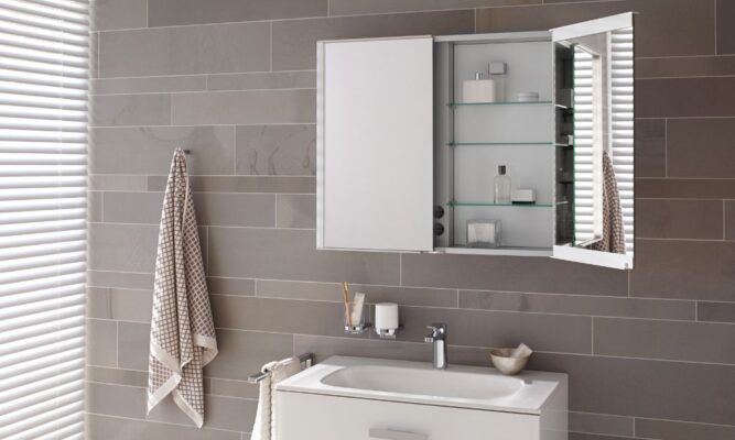 Bathroom Cabinet with mirror as a luxury bathroom Idea.
